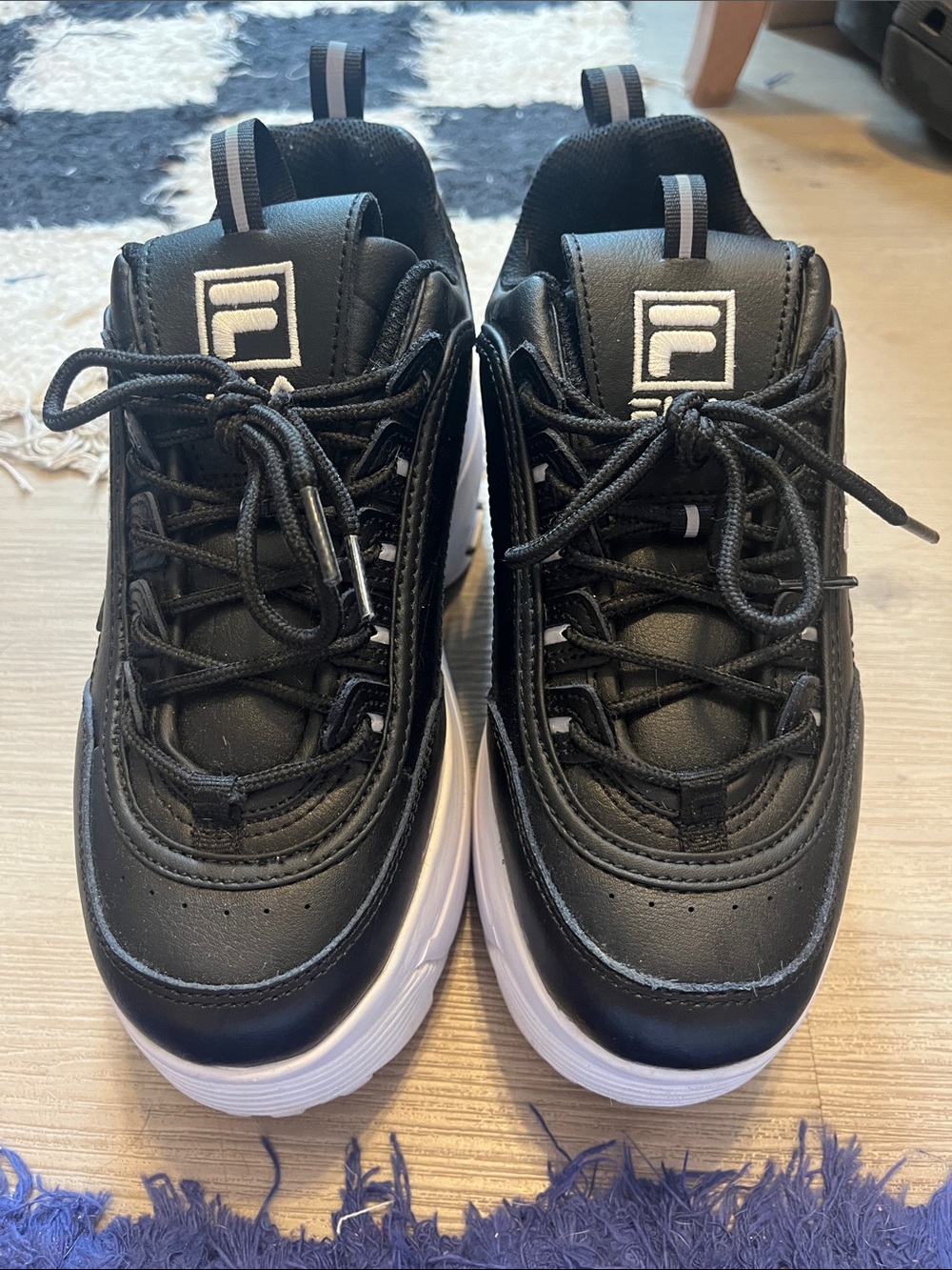 Fila Black and White Chunky Platform Sneakers - Picture 2 of 6